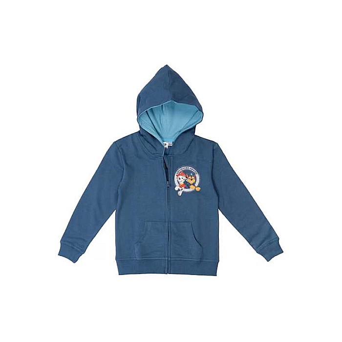 Hanorac copii cu glugă și buzunare frontale, albastru, 100% bumbac, Paw Patrol [1]