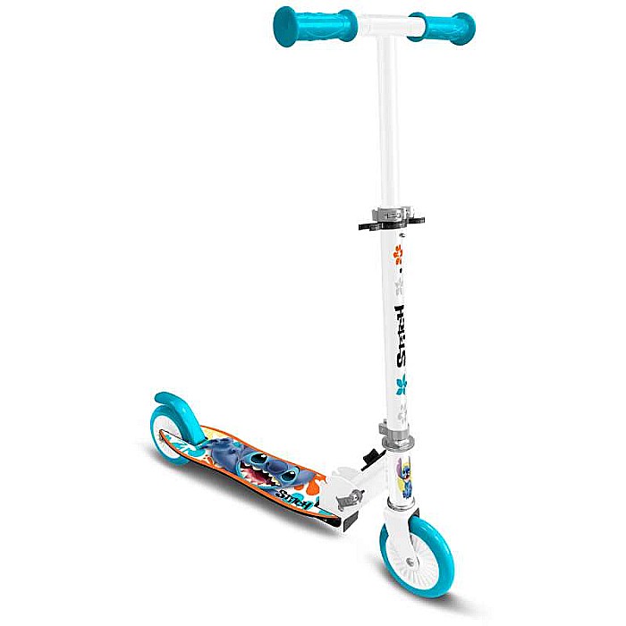 Trotinetă pliabilă cu 2 roți 3 ani +, sarcina maximă 50 kg, rulmenți ABEC 5, multicolor, ghidon ajustabil, mânere pliabile, platforma antiderapantă, frână posterioară cu piciorul, Stitch [1]