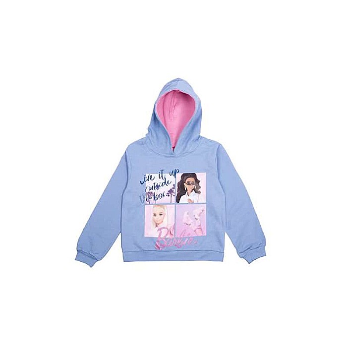 Hanorac copii cu glugă, albastru, 100% bumbac, Barbie [1]