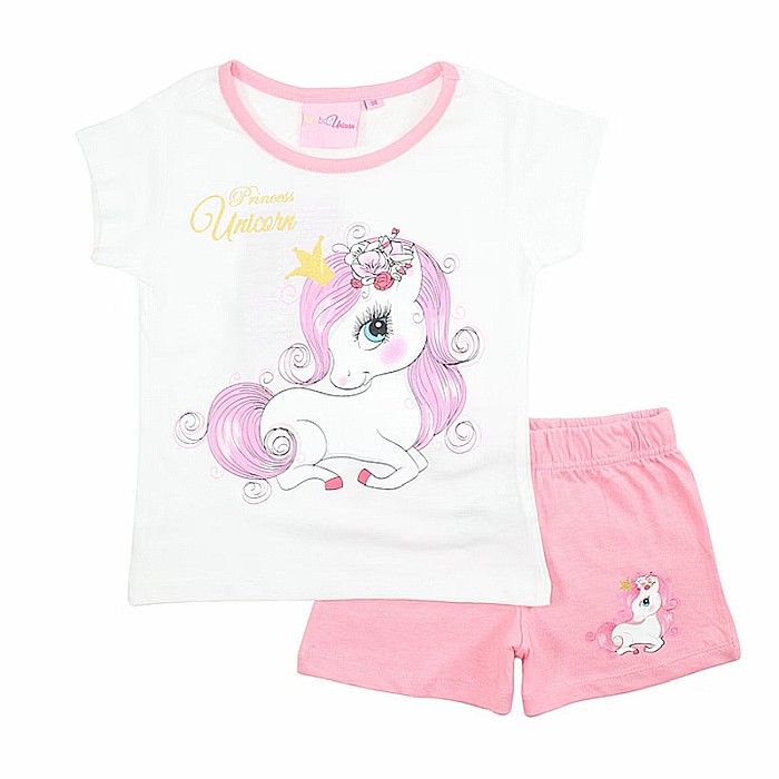 Pijamale copii cu mânecă scurtă, bumbac, multicolor, Princess Unicorn [1]