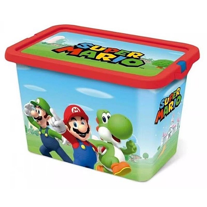 Cutie pentru depozitarea jucăriilor, model Super Mario, cu capac, 7 l, multicolor, 18.5x19.2x28.7 cm [1]