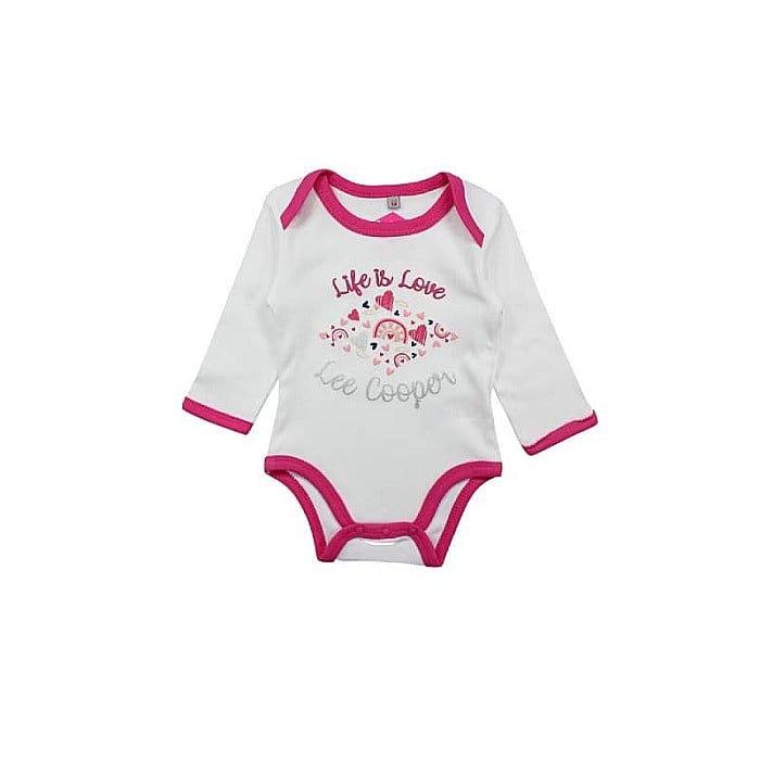 Set două body-uri copii, 100% bumbac, alb/albastru, Life is Love, Lee Cooper [2]