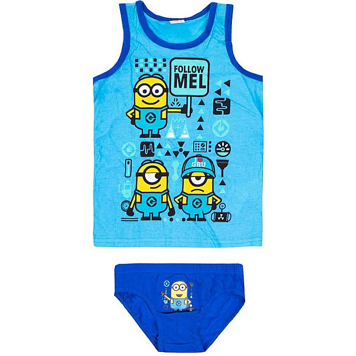 Set 2 piese, maiou și chiloți, 100% bumbac, albastru, Minions [1]
