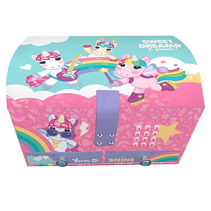 Cutie muzicală cu cifru și compartimente secrete, 20x14x12 cm, multicolor, Unicorn [2]