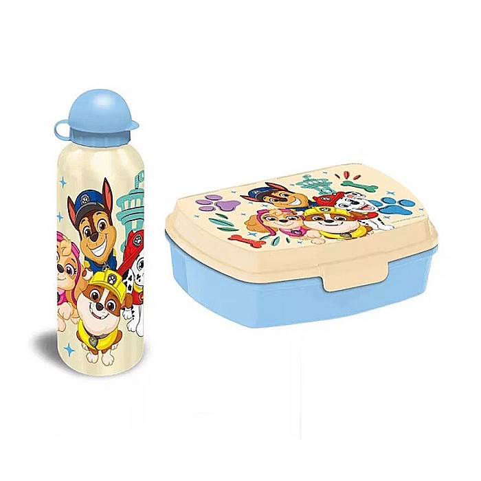 Set cutie sandwich plastic fără BPA și sticlă apă din aluminiu, Euroswan, Paw Patrol, 500 ml, Multicolor [1]