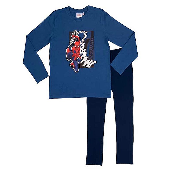 Pijama copii, cu mânecă lungă, albastru, 100% bumbac, Spiderman [1]