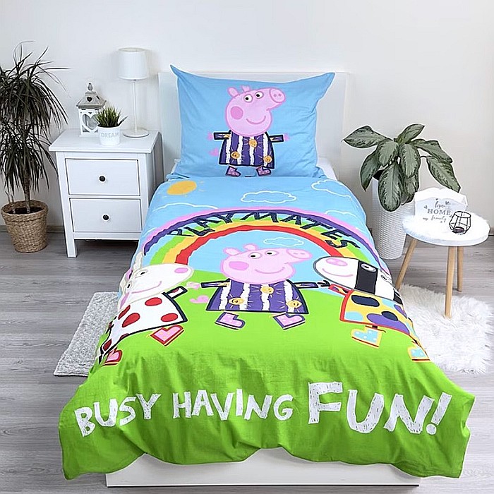 Set lenjerie de pat 2 piese, Reversibilă și Fosforescentă, multicolor, 100% bumbac, 140 x 200 cm, 70 x 90 cm, Peppa Pig [6]