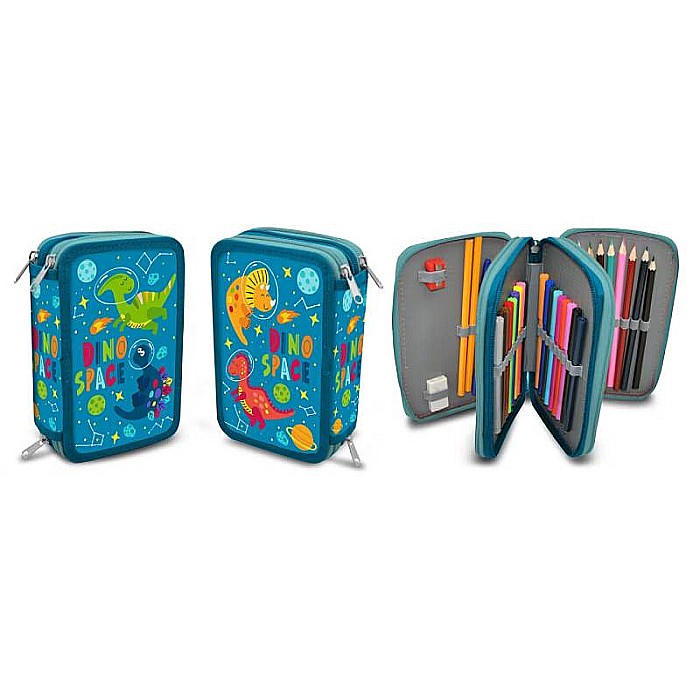 Penar echipat cu trei compartimente, multicolor, Dino Space [1]