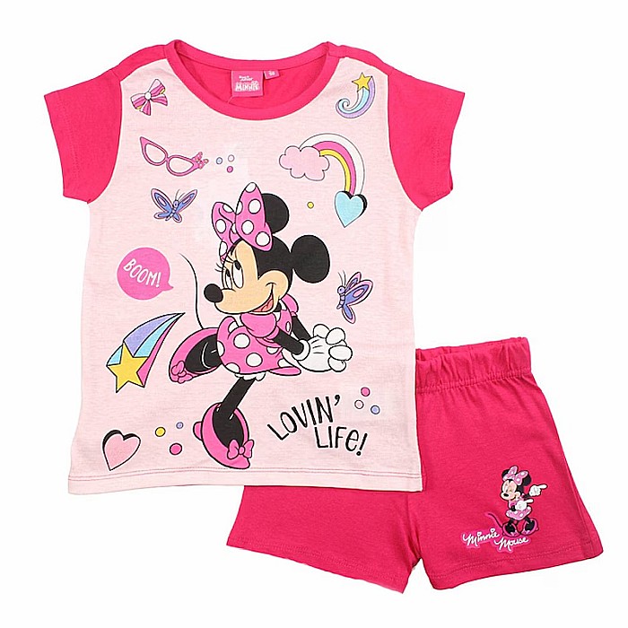Pijamale copii cu mânecă scurtă, bumbac, multicolor, Boom, Minnie Mouse, Disney [1]