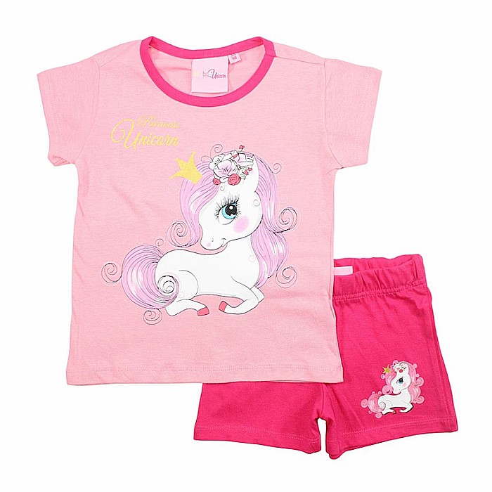 Pijamale copii cu mânecă scurtă, bumbac, multicolor, Unicorn [1]