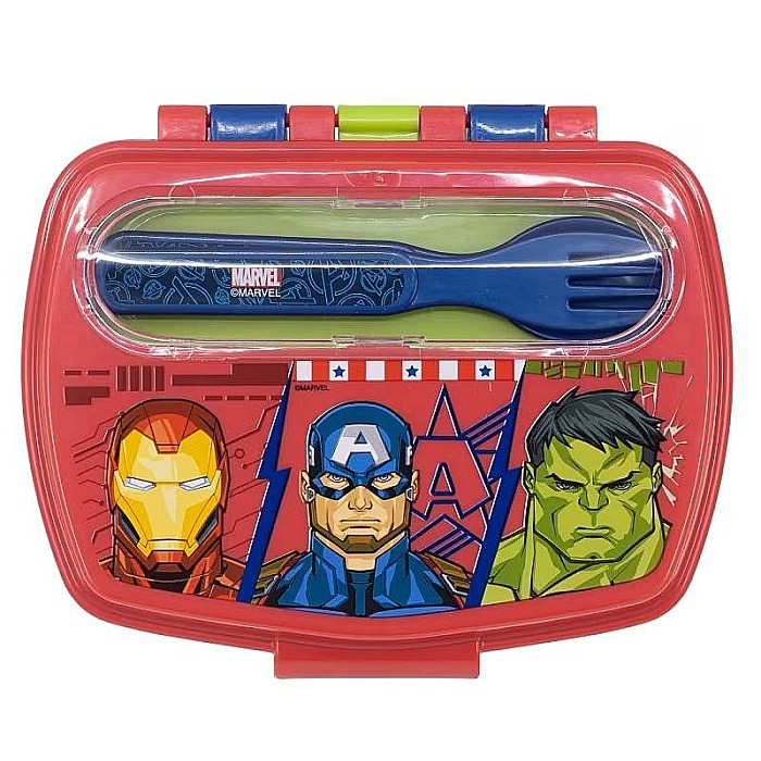 Cutie sandviș cu tacâmuri, fără BPA, multicolor, 17x14x6 cm, Invincible Force, Avengers [1]