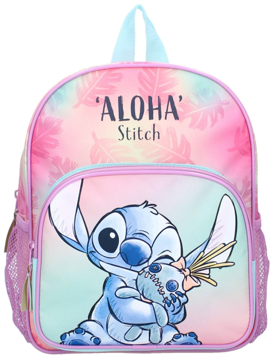 Rucsac cu două compartimente, 29x23x10 cm, bretele ajustabile și întărite, mov, Happy, Stitch [2]