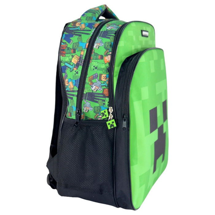 Rucsac cu trei compartimente, 42x32x17 cm, bretele ajustabile și întărite, verde, Happy, Minecraft [2]