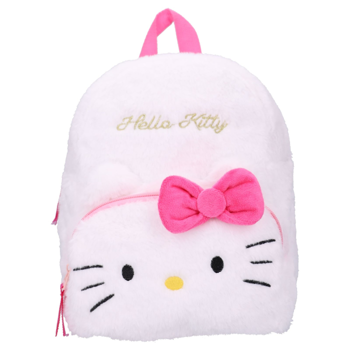 Rucsac din pluș, cu două compartimente, 26x21x11 cm, alb, Happy, Hello Kitty [2]