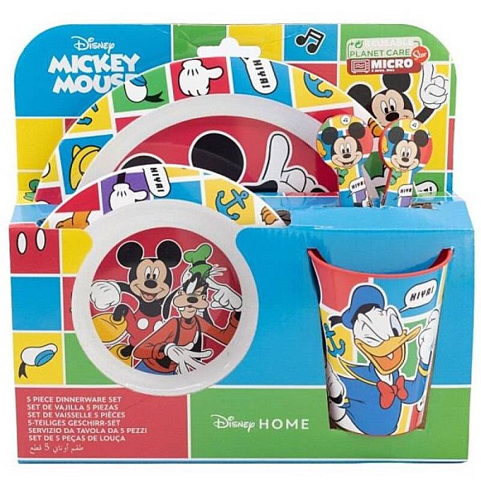 Set 5 piese pentru servit masa, plastic, fără BPA, multicolor, utilizabil la microunde, better Together, Mickey Mouse, Disney [1]