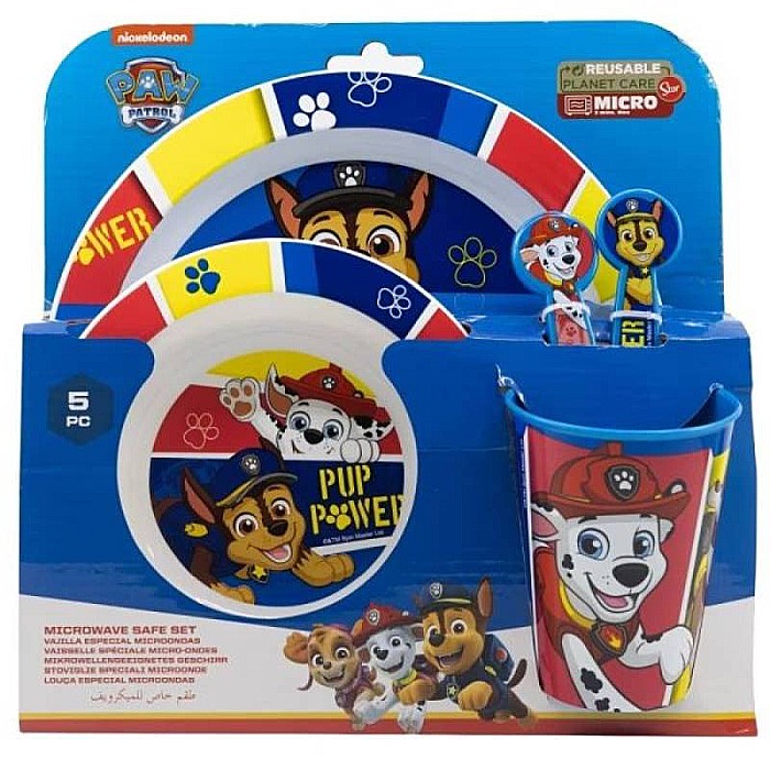 Set 5 piese pentru servit masa, plastic, fără BPA, multicolor, utilizabil la microunde, Paw Patrol [1]