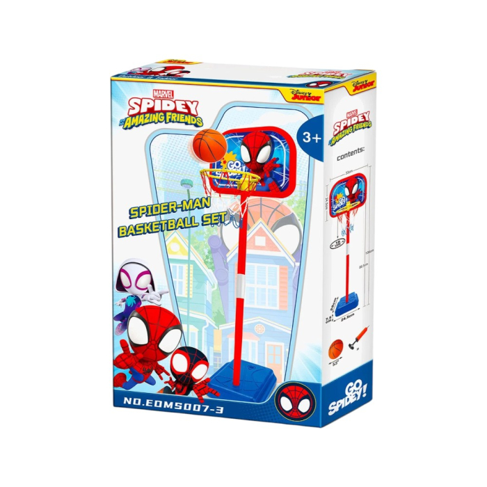 Set baschet cu minge și pompă, coș reglabil, înălțime reglabilă 106 cm, bază stabilă, 3 ani+, Multicolor, Spidey [3]