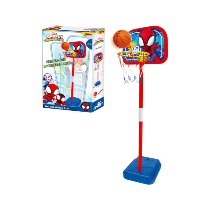 Set baschet cu minge și pompă, coș reglabil, înălțime reglabilă 106 cm, bază stabilă, 3 ani+, Multicolor, Spidey [2]