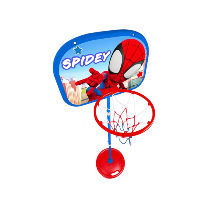 Set baschet cu minge și pompă, coș reglabil, înălțime reglabilă 122-155 cm, bază stabilă, 3 ani+, Multicolor, Spidey, Marvel [3]