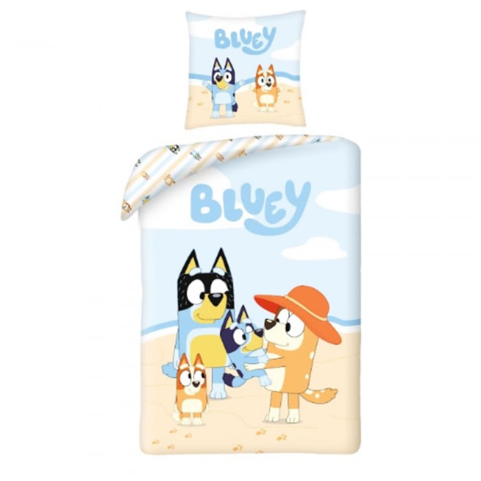 Set lenjerie de pat 2 piese, reversibila, 140x200 cm, 65x65 cm, multicolor, Bluey [1]