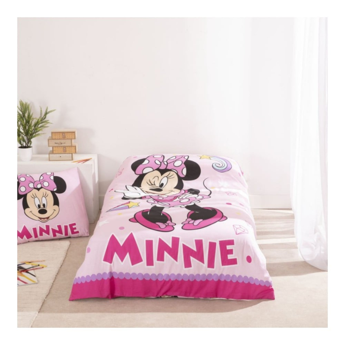 Set lenjerie pat, 100% bumbac, 2 piese, 140x200 cm, 65x65 cm, roz, Happy, Minnie Mouse [4]