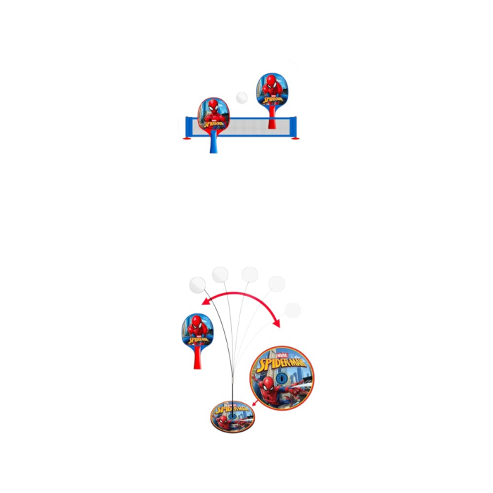 Set Ping-Pong pentru copii, 2 palete de tenis, 5 mingi, fileu cu ventuze, bază cu tijă flexibilă, multicolor, Spiderman [8]
