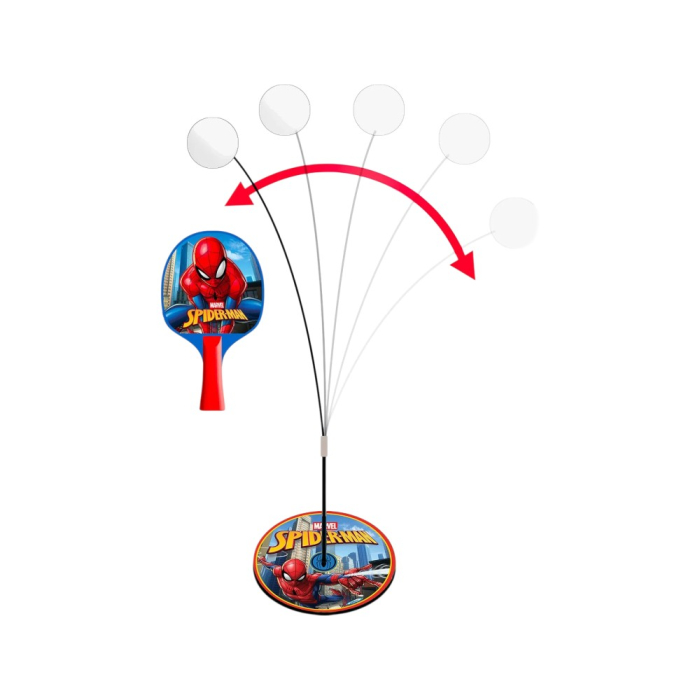 Set Ping-Pong pentru copii, 2 palete de tenis, 5 mingi, fileu cu ventuze, bază cu tijă flexibilă, multicolor, Spiderman [4]