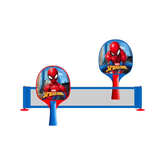 Set Ping-Pong pentru copii, 2 palete de tenis, 5 mingi, fileu cu ventuze, bază cu tijă flexibilă, multicolor, Spiderman [3]