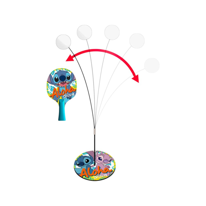 Set Ping-Pong pentru copii, 2 palete de tenis, 5 mingi, fileu cu ventuze, bază cu tijă flexibilă, multicolor, Stitch [4]