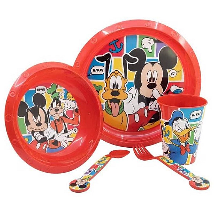Set 5 piese pentru servit masa, plastic, fără BPA, roșu, better Together, Mickey Mouse, Disney [2]
