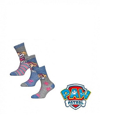 Sosete - Set 3 perechi șosete fete, gri/albastru, Paw Patrol