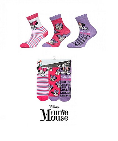 Imbracaminte copii - Set 3 perechi șosete fete, Disney, Minnie Mouse, modelul nr 1
