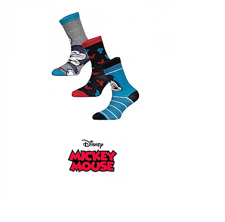 Sosete - Set 3 perechi șosete băieți, albastru/negru/gri Disney, Mickey Mouse