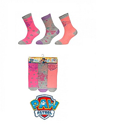 Sosete - Set 3 perechi șosete fete, roz, Paw Patrol, modelul nr 1