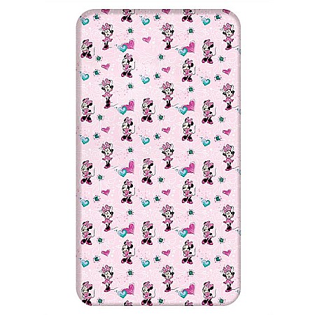 Cearceafuri de pat - Cearceaf cu margini elastice, multicolor, 100% bumbac, 90 x 200 cm, Flowers, Minnie Mouse