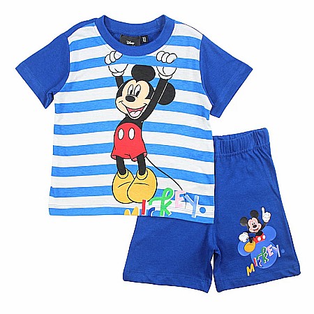 Imbracaminte copii - Pijamale copii cu mânecă scurtă, 100% bumbac, multicolor, Force, Mickey Mouse, Disney