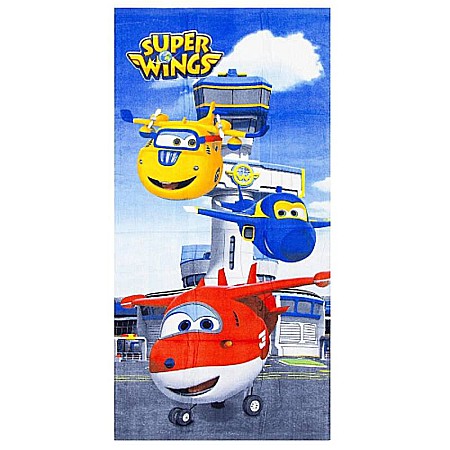 De baie - Prosop de baie pentru copii, multicolor, 140x70 cm, Super Wings