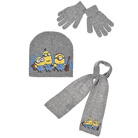 Caciuli - Set căciulă, mănuși, fular Minions, Gri