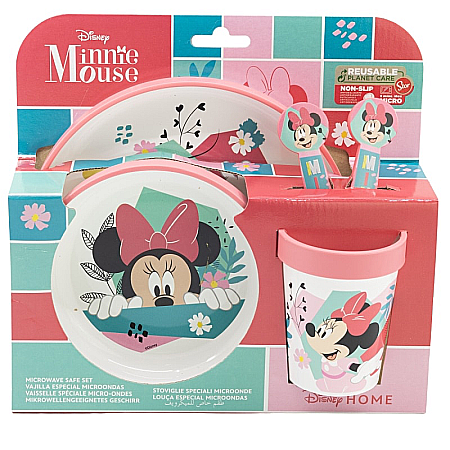 Set veselă 5 piese, anti-alunecare, fără BPA, compatibil la microunde, Being, Minnie Mouse