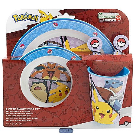 Alimente si bauturi - Set 5 piese pentru servit masă, plastic, fără BPA, multicolor, utilizabil la microunde, Distortion, Pokemon