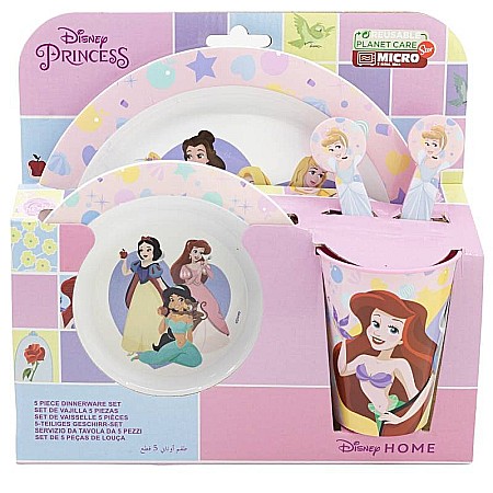 Alimente si bauturi - Set 5 piese pentru servit masă, plastic, fără BPA, multicolor, utilizabil la microunde, Princess, Disney