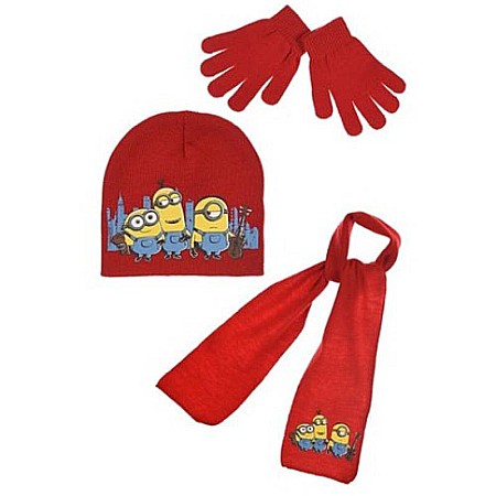 Caciuli - Set căciulă, mănuși, fular Minions, Roșu