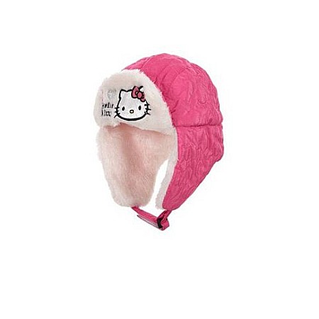 Caciuli - Căciulă fâș îmblănită Hello Kitty cu urechi Roz