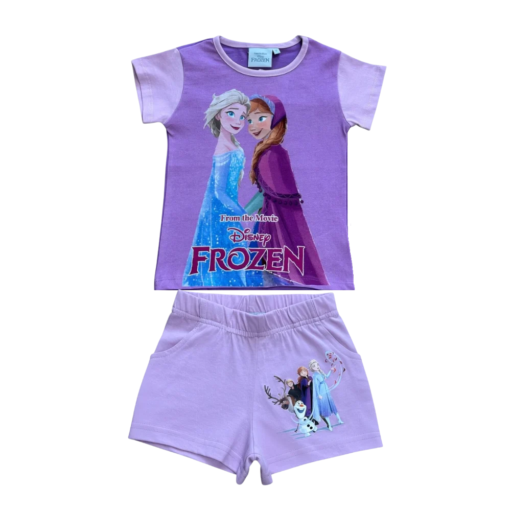 Seturi 2 piese - Compleu copii, 2 piese, mânecă scurtă, 100% bumbac, mov, Frozen