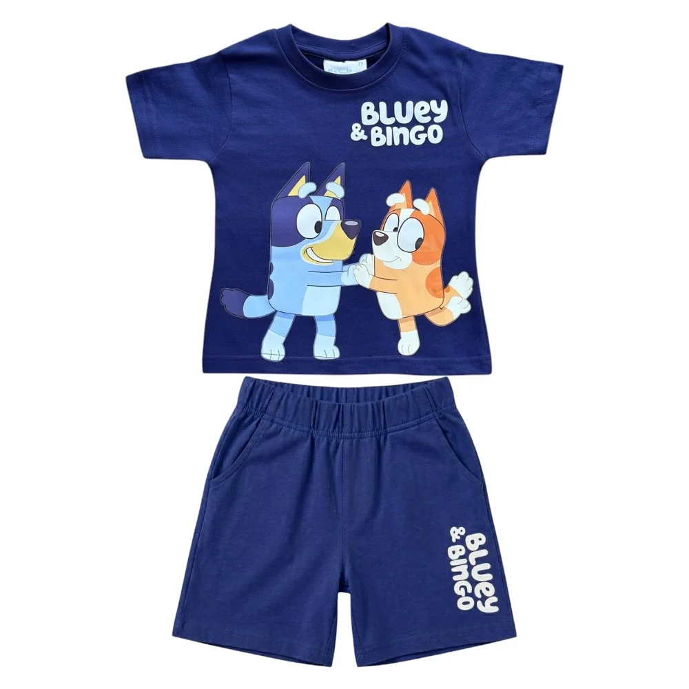 Imbracaminte copii - Compleu copii, 2 piese, mânecă scurtă, 100% bumbac, multicolor, Bluey