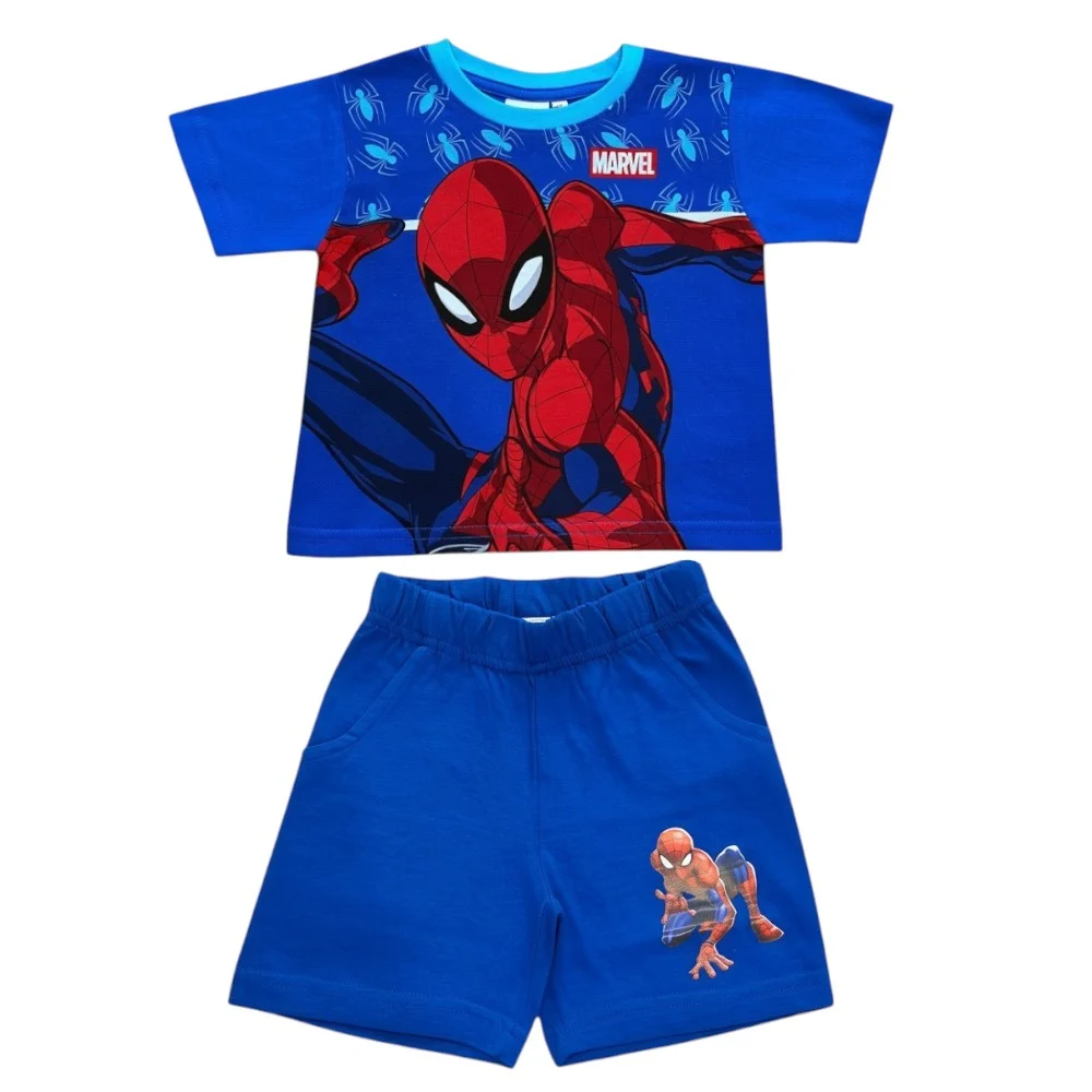 Seturi 2 piese - Compleu copii, 2 piese, mânecă scurtă, 100% bumbac, multicolor, Spiderman, Marvel