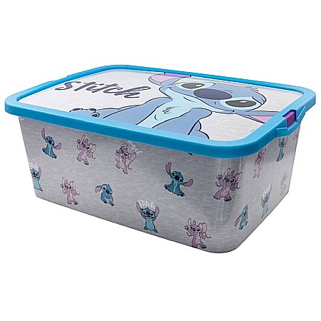 Depozitare si organizare - Cutie pentru depozitare, din plastic, cu capac, 13 L, multicolor, 39x29x15 cm, Stitch and Angel