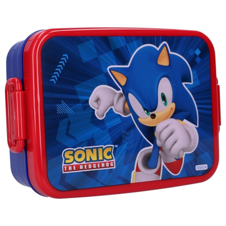 Cutii sandwich - Cutie sandwich multicolor, fara BPA, cu garnitura si inchidere ermetica, 16x13x5 cm, Happy, Sonic