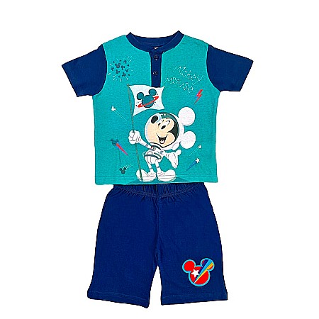 Pijamale - Pijamale copii cu mânecă scurtă, 100% bumbac, multicolor, Astronaut, Mickey Mouse