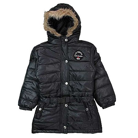 Imbracaminte copii - Geacă fete cu logo, glugă și buzunare laterale, negru, Lee Cooper